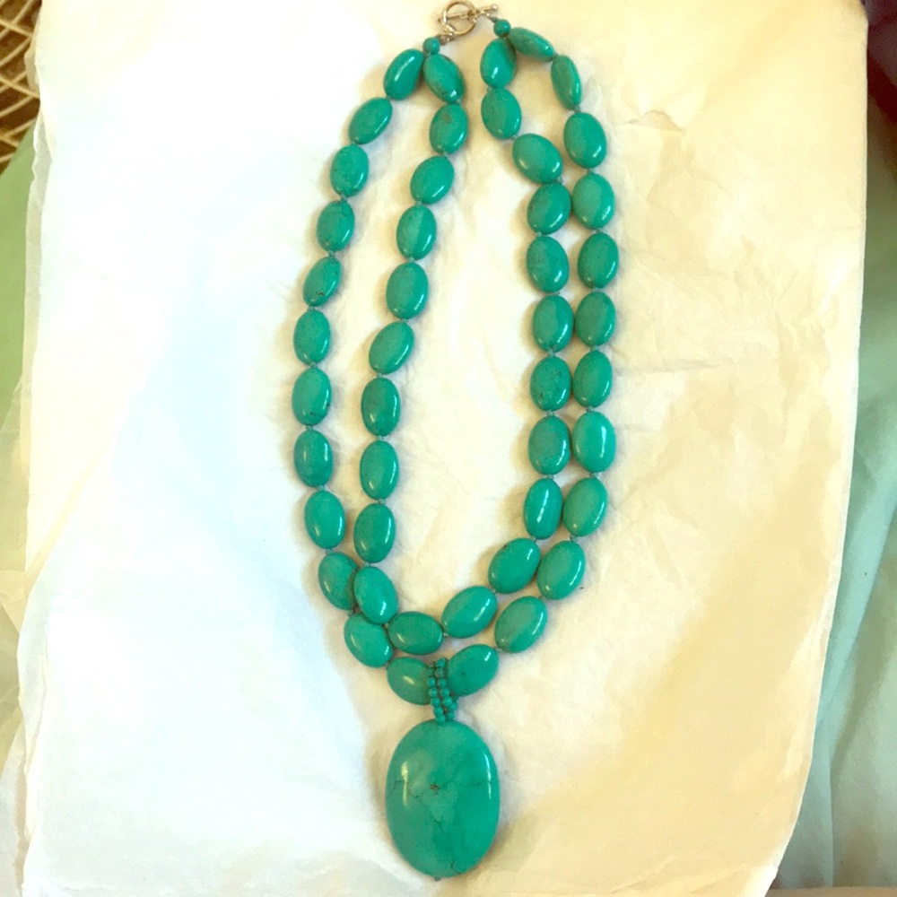 Homemade Turquoise 14” Statement Necklace.